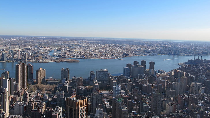 city skyline during daytime aerial photography, usa, new york, manhattan, empire state building, HD wallpaper