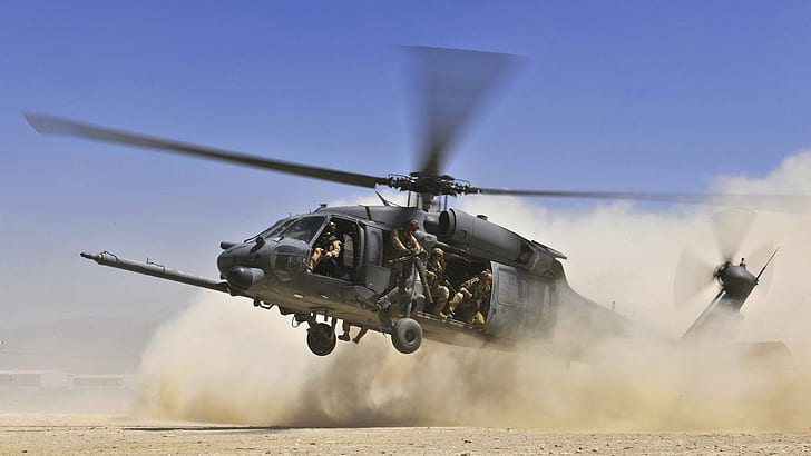 Helicóptero militar está pousando, Militar, Helicóptero, Desembarque, HD papel de parede