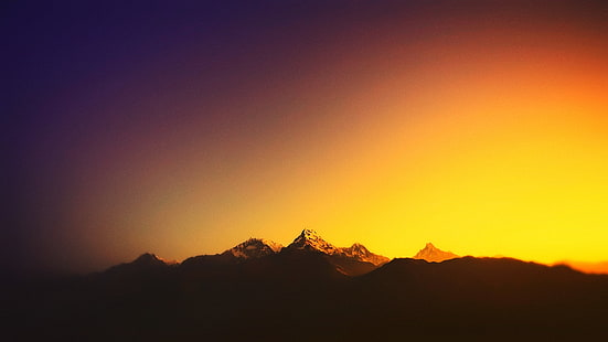 Landschaft, Berge, Sonnenlicht, verschwommen, Nepal, Himalaya, HD-Hintergrundbild HD wallpaper