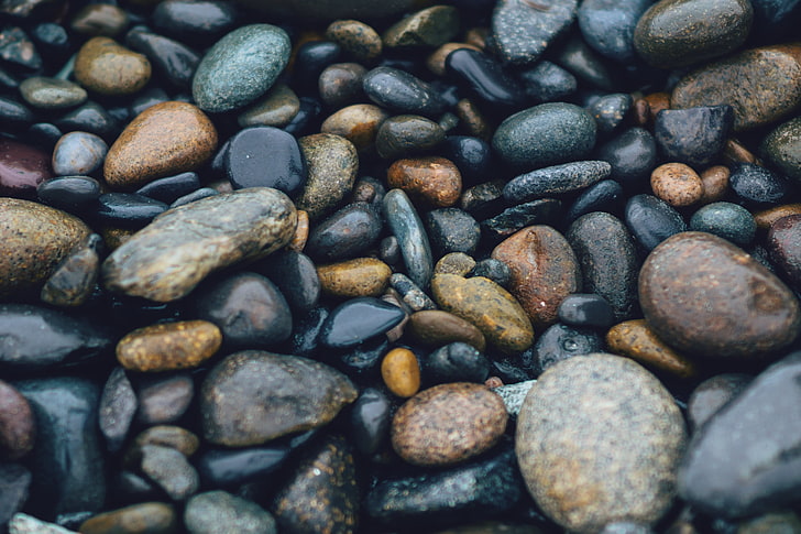 pebble lot, stones, sea, surface, smooth, HD wallpaper
