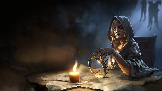 Catelyn Stark Crown Candle Song of Ice and Fire Game of Thrones Lady Stoneheart HD, fantaisie, jeu, feu, glace et, dame, trônes, bougie, couronne, chanson, stark, stoneheart, catelyn, Fond d'écran HD HD wallpaper