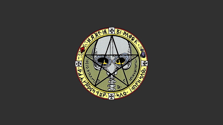 кръгъл жълт и черен със звездно лого, Sandman, Morpheus, sigils, кошмар, Protector, Neil Gaiman, HD тапет