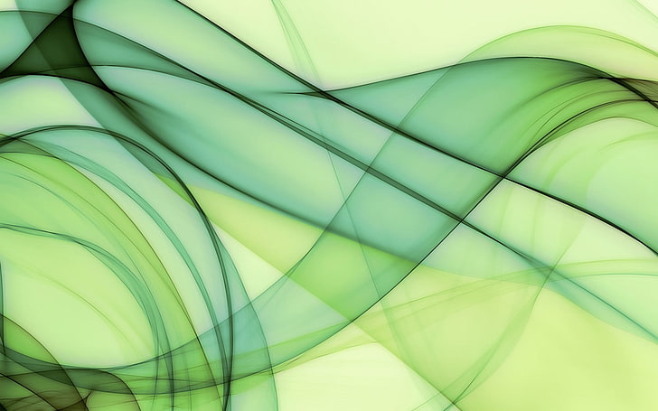 зеленые цифровые обои, абстракция, формы, линии, цифровое искусство, зеленые, HD обои