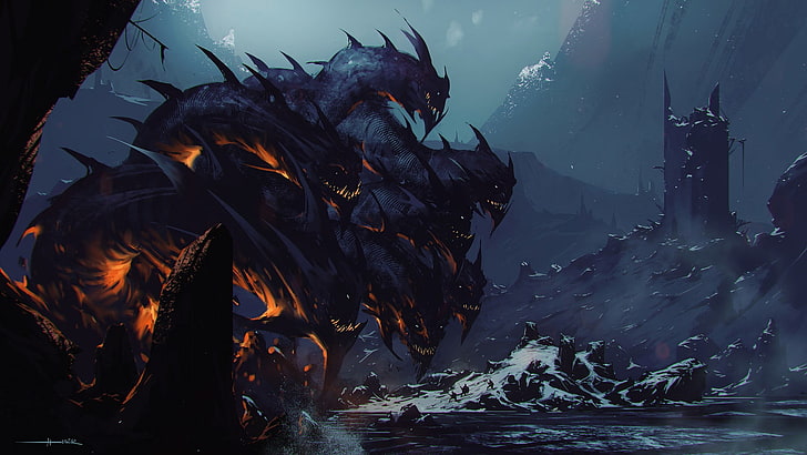 digitale Tapete des Drachen, Fantasiekunst, Hydra, HD-Hintergrundbild