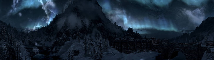 blue aurora phenomenon, The Elder Scrolls V: Skyrim, HD wallpaper