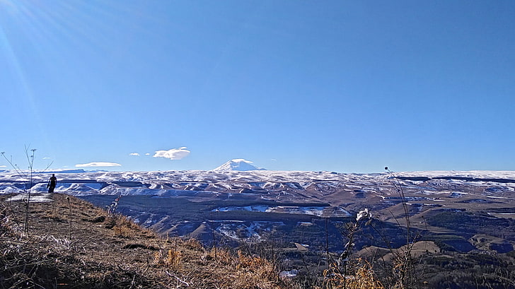 Планината Елбрус, планини, ясно небе, HD тапет