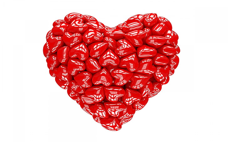 Red Heart 3D, coeur, amour, rouge, saint valentin, Fond d'écran HD
