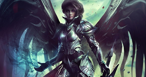 Fantasy, Angel Warrior, Angel, Archangel, Sword, Wings, HD wallpaper HD wallpaper