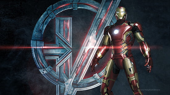 Iron Man, The Avengers, Avengers: Age of Ultron, superhero, symbols, Iron Man, movies, concept art, HD wallpaper HD wallpaper