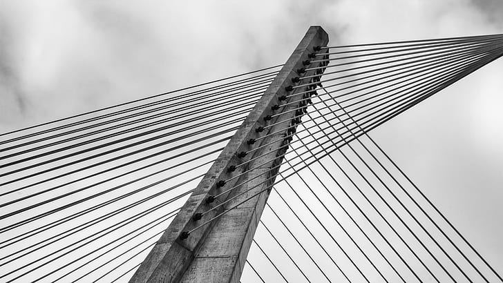 ถ่ายภาพสถาปัตยกรรมสะพานขาวดำสายไฟ, วอลล์เปเปอร์ HD