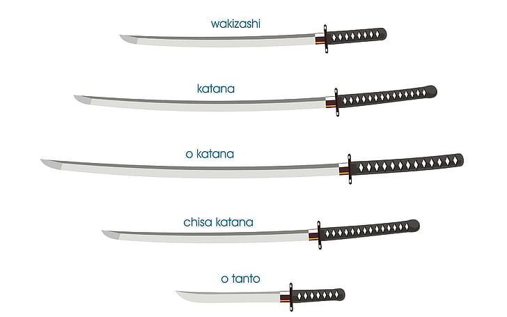 sfondo, infografica, katana, minimalista, spade, tanto, wakizashi, armi, bianco, Sfondo HD