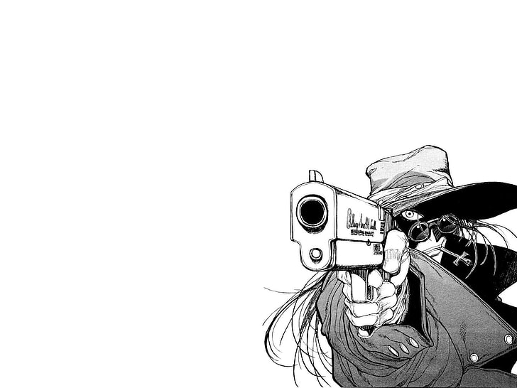man holding pistol wallpaper, Anime, Hellsing, Gun, HD wallpaper
