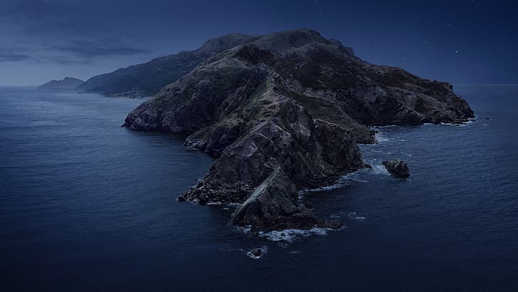 landscape, coast, night, rocks, catalina, catalina island, HD wallpaper