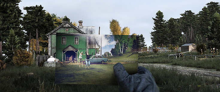 casa pintada de verde e marrom, DayZ, videogame, HD papel de parede HD wallpaper