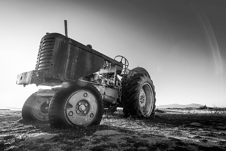 Corsica, tractors, vintage, beach, HD wallpaper