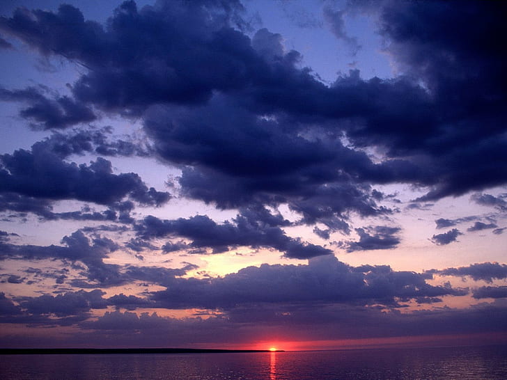 naturaleza, paisaje, cielo, nubes, puesta de sol, mar, agua, Fondo de pantalla HD