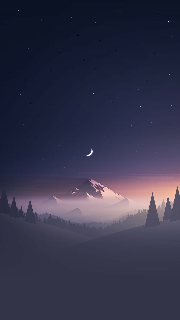 Mountain and trees under starry sky illustration, mountain surrounding  trees photo, HD wallpaper | Wallpaperbetter