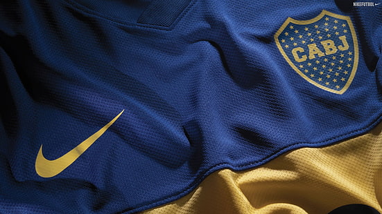 Boca Juniors, azul, amarillo, Nike, deporte, fútbol, Fondo de pantalla HD HD wallpaper