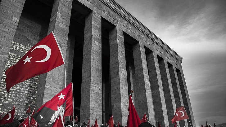 Flaga Chin, turecki, Turcja, Anıtkabir, Mustafa Kemal Atatürk, Tapety HD