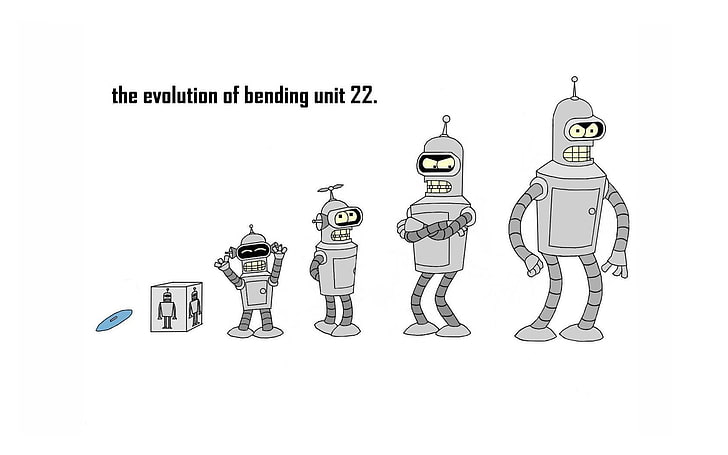 Еволюцията на огъващ блок 22, Futurama, карикатура, анимационни филми, анимация, HD тапет