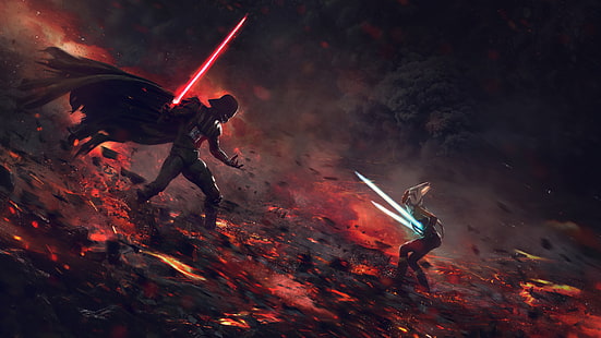 Gwiezdne wojny, Anakin Skywalker, Ahsoka Tano, grafika, Darth Vader, Tapety HD HD wallpaper