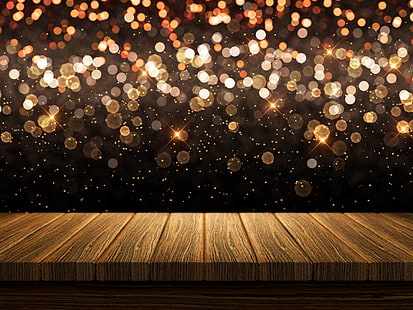  background, Board, golden, gold, new year, wood, bokeh, celebration, sparkle, HD wallpaper HD wallpaper