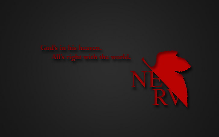 czarne tło z nakładką tekstową, anime, Neon Genesis Evangelion, Nerv, typografia, Tapety HD