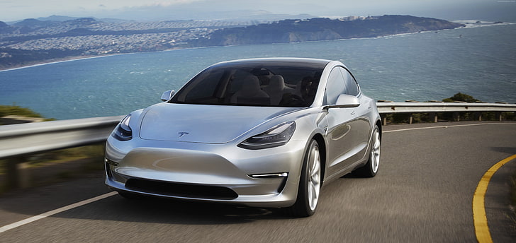 Tesla Model 3 Prototype, voitures électriques, berline, Elon Musk, Fond d'écran HD