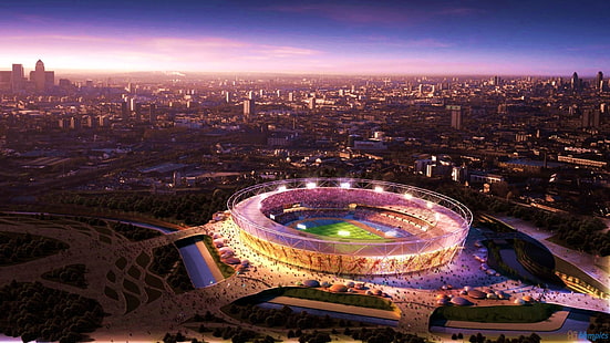 London Olympic venues, night view, London, Olympic, Night, HD wallpaper HD wallpaper