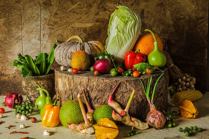 panen, labu, lukisan alam benda, sayuran, musim gugur, Wallpaper HD