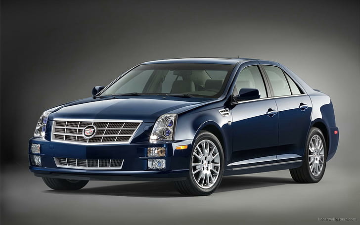 Cadillac STS Car, синий кадиллак седан, кадиллак, легковые автомобили, HD обои