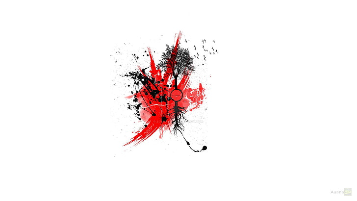 red and black paint splatter, abstract, red, HD wallpaper