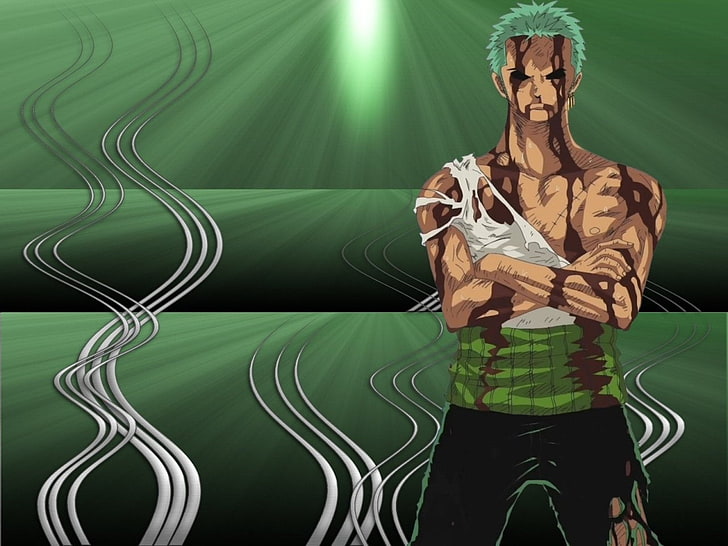 grünhaarige One Piece Charaktertapete, Anime, One Piece, Zoro Roronoa, HD-Hintergrundbild