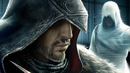 Papel de parede digital de personagem de Assassin's Creed, Assassin's Creed: Revelations, Ezio Auditore da Firenze, Altaïr Ibn-La'Ahad, Assassin's Creed, HD papel de parede HD wallpaper