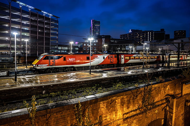 night, the city, train, Leeds, HD wallpaper