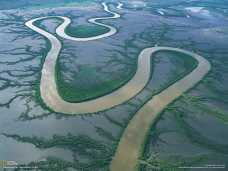 Sungai Aerial HD, alam, sungai, udara, Wallpaper HD