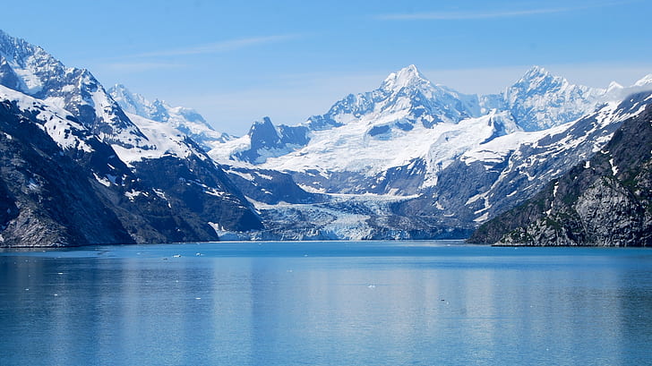 الجبال والمناظر الطبيعية والبحيرة والثلج والأنهار الجليدية، خلفية HD