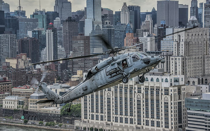 Helicopters, Military Aircraft, Aircraft, Sikorsky UH-60 Black Hawk, City, Cityscape, Skyscraper, helicopters, military aircraft, aircraft, sikorsky uh-60 black hawk, city, cityscape, skyscraper, HD wallpaper