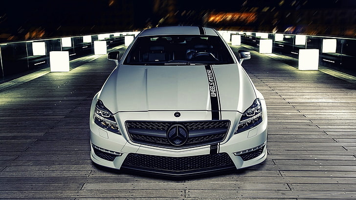 coche blanco Mercedes-Benz, coche, Mercedes-Benz CLS, blanco, C63 AMG, Mercedes-Benz, superdeportivos, Fondo de pantalla HD