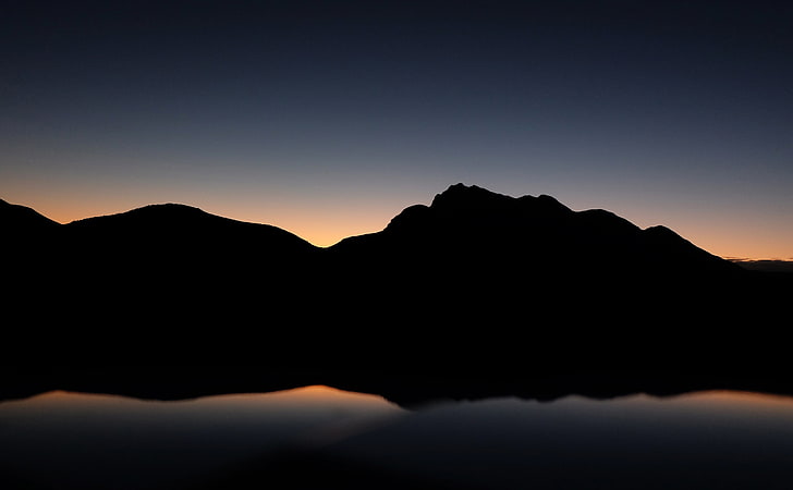 Silhouette der Bergtapete, Berge, Hügel, dunkel, HD-Hintergrundbild
