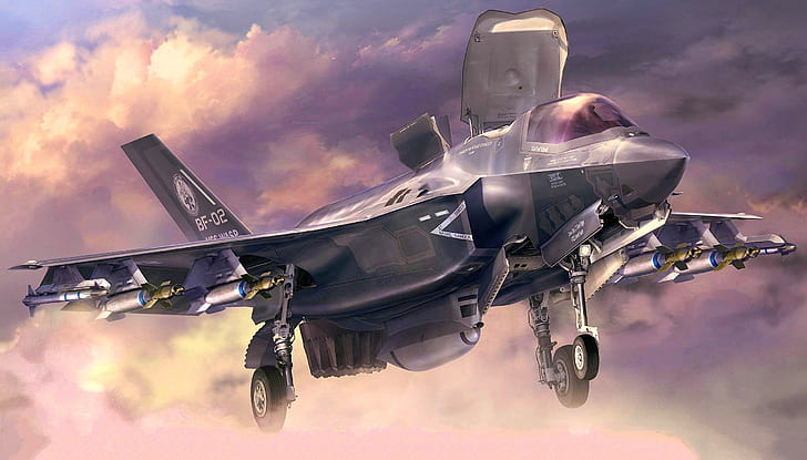 militer, pesawat militer, karya seni, pesawat terbang, kendaraan, F-35 Lightning II, Wallpaper HD