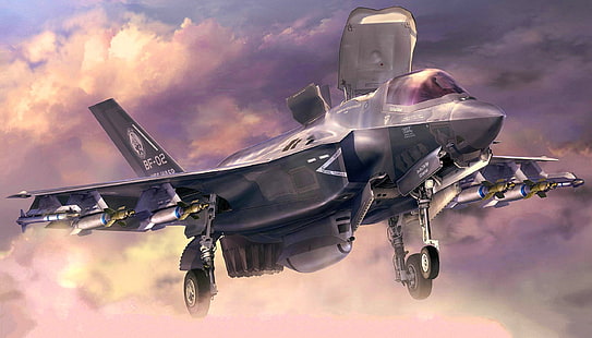الولايات المتحدة الأمريكية ، F-35B ، F-35 Lightning II ، هبوط عمودي ، (STOVL)، خلفية HD HD wallpaper