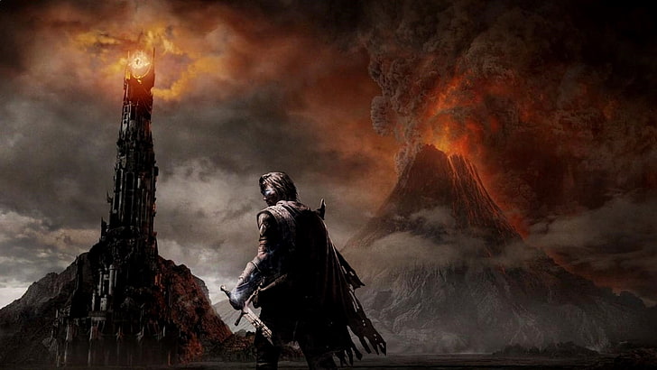 Sauron, Mordor, The Eye of Sauron, mountains, lava, The Lord of the Rings, DeviantArt, Middle-earth: Shadow of Mordor, HD wallpaper