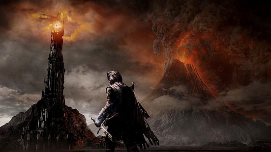 Sauron, Mordor, The Eye of Sauron, mountains, lava, The Lord of the Rings, DeviantArt, Middle-earth: Shadow of Mordor, HD wallpaper HD wallpaper