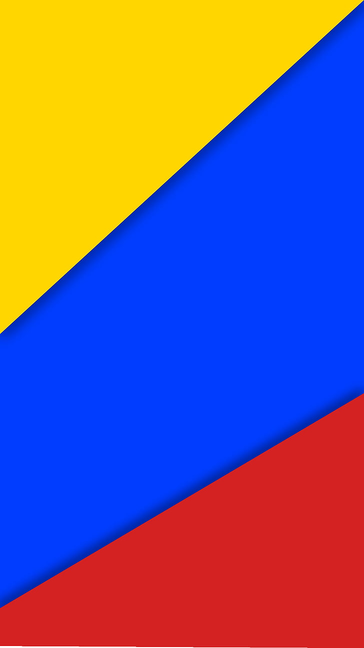 Tapete der gelben, blauen und roten Streifen, Kolumbien, materieller Stil, Flagge, HD-Hintergrundbild, Handy-Hintergrundbild