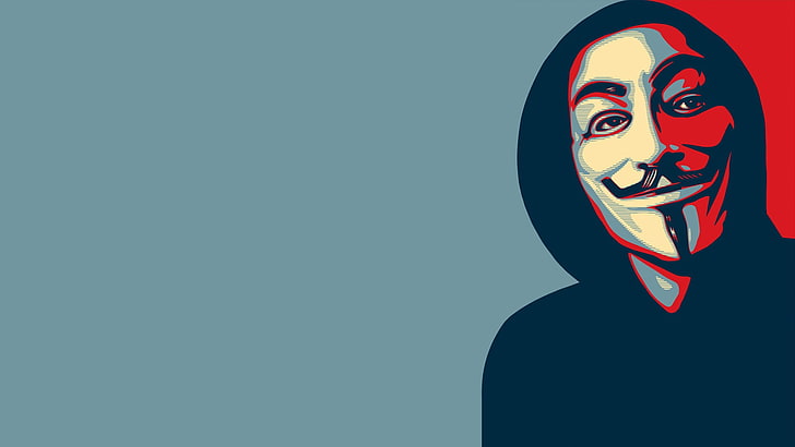 Guy Fawkes pop art, anonimo, viso, maschera, minimalismo, maschera di Guy Fawkes, poster di Hope, Sfondo HD