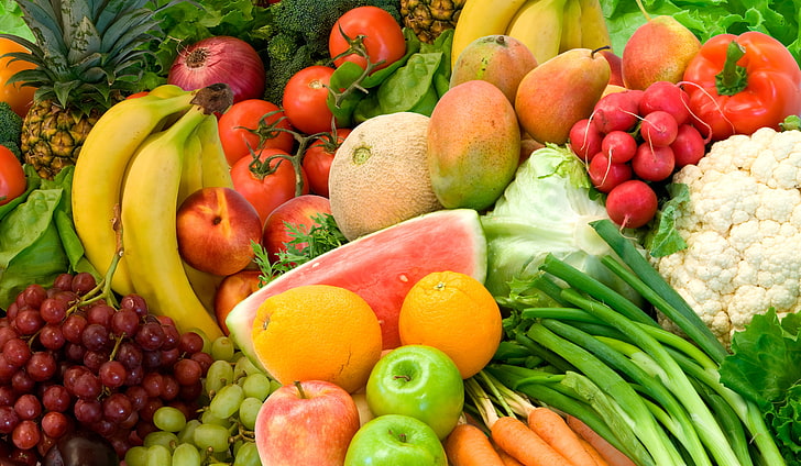 lote de frutas de variedade variada, verão, cor, comida, frutas, legumes, HD papel de parede