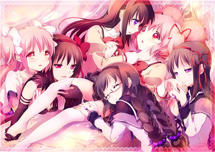 Mahou Shoujo Madoka Magica, Kaname Madoka, Akemi Homura, Strümpfe, HD-Hintergrundbild