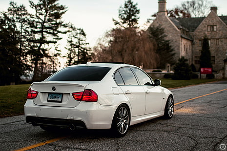 BMW E90 Sedan, bmw, e90, 3 séries, branco, Sedan, HD papel de parede HD wallpaper