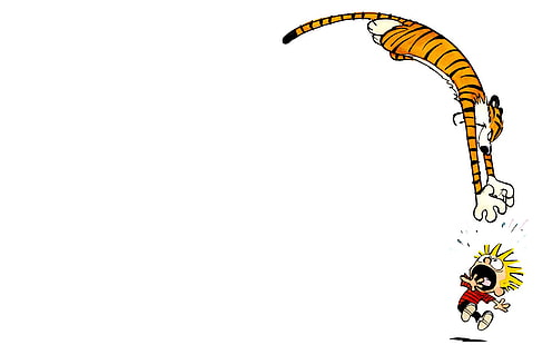 sfondo bianco, Calvin e Hobbes, Sfondo HD HD wallpaper